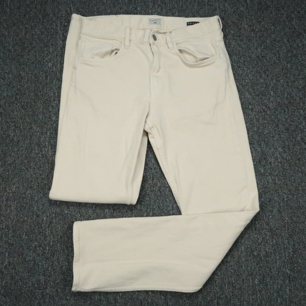 Faherty Jeans Mens‎ 31x32 Stone Cream 5 Pocket Stretch Terry Organic Cotton